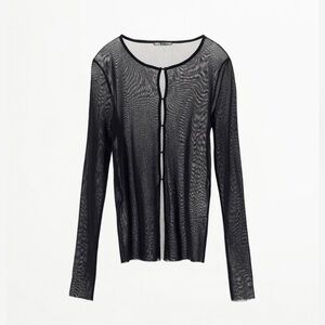 Zara tulle blouse with button